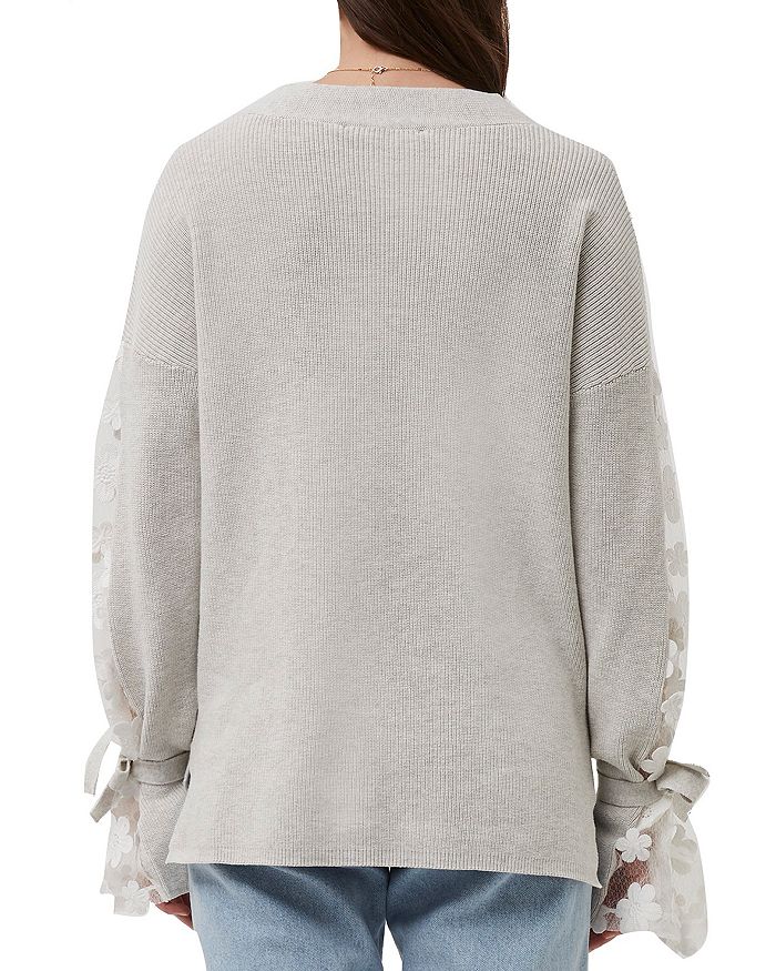 FRENCH CONNECTION CABALLO FLORAL-LACE SLEEVE SWEATER