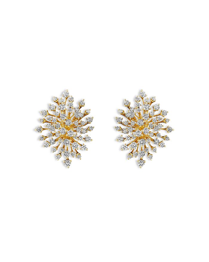 HUEB 18K Rose Gold Luminus Diamond Starburst Cluster Stud Earrings