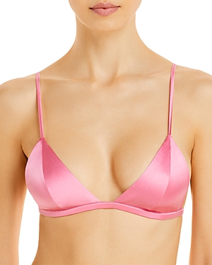 Fleur Du Mal Womens Pink Lemonade Luxe Stretch-silk Triangle Bra M In Pink Lemonade