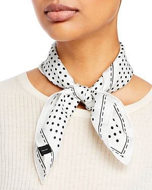 Fraas Classic Dottie Square Silk Scarf In White