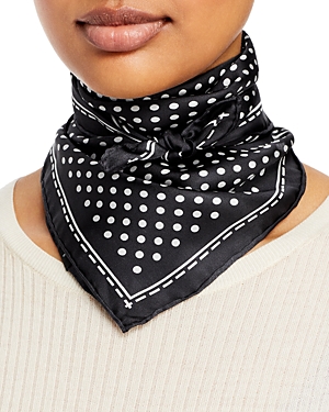 Fraas Classic Dottie Square Silk Scarf In Black