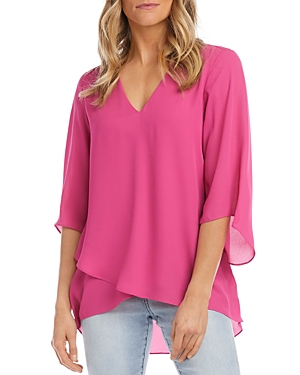 Karen Kane Asymmetric High/low Top In Pink
