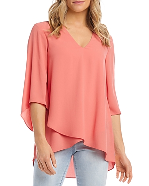Karen Kane Asymmetric High/low Top In Salmon
