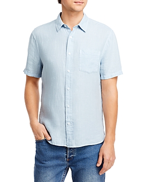 Vince Slim Fit Optic White Shirt In Morning Blue