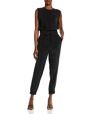 Alice And Olivia Zila Sleeveless Jumpsuit With Rib Trim In Black