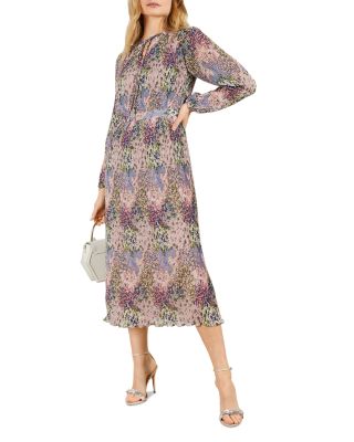open lace back dress Maeve Pleated Midi Dress: Floral Midi Dress, Sundress, Plisse Dress, Blue  Midi, Green Midi, Summer Dress main image 0