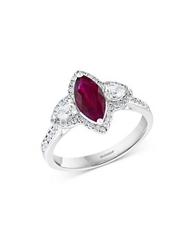 Bloomingdale's - Ruby & Diamond Halo Ring in 14K White Gold - 100% Exclusive