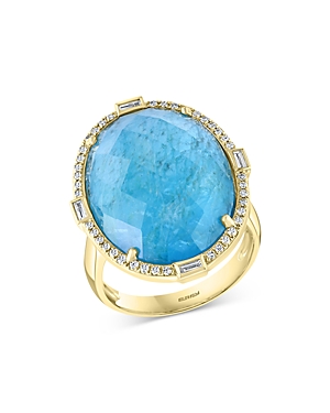 Bloomingdale's Oval & Apatite Doublet & Diamond Ring In 14k Yellow Gold - 100% Exclusive In Blue/gold