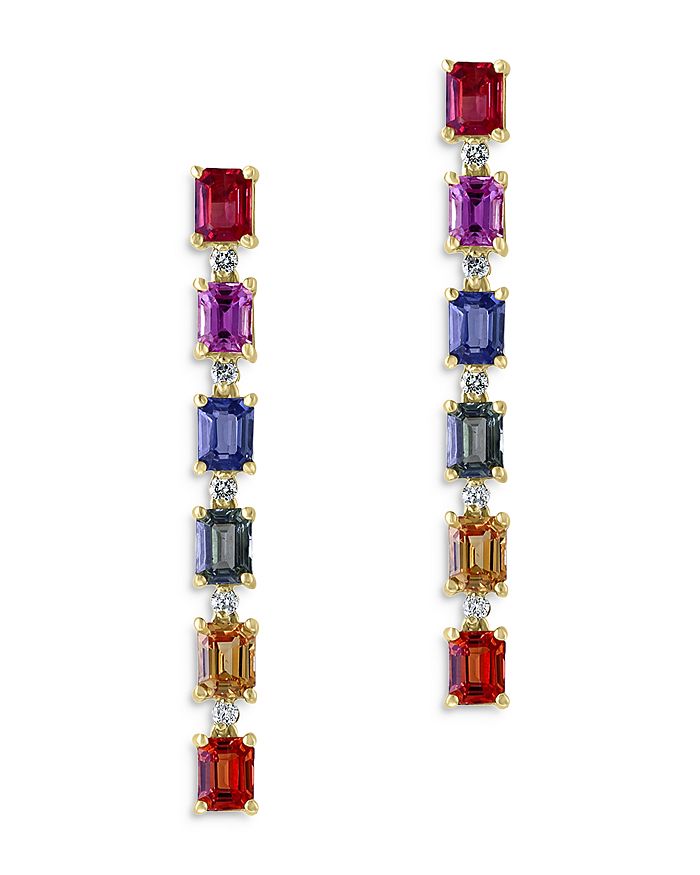 Bloomingdale's - Rainbow Sapphire & Diamond Drop Earrings in 14K Yellow Gold - 100% Exclusive
