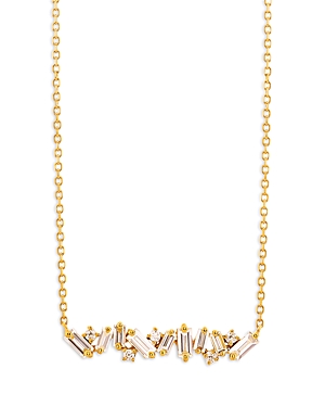 Suzanne Kalan 18k Yellow Gold Fireworks Diamond Baguette Bar Cluster Pendant Necklace, 16-18