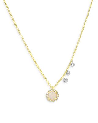 Meira T - 14K Yellow & White Gold Diamond & Opal Necklace, 18"