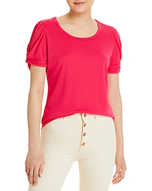 Karl Lagerfeld Ruched Sleeve Top In Summer Berry