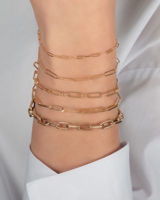 14K Yellow Gold Extra Large Paper Clip Chain Bracelet 