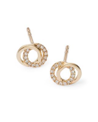 14K Yellow Gold Diamond Knot Stud Earrings - Exclusive