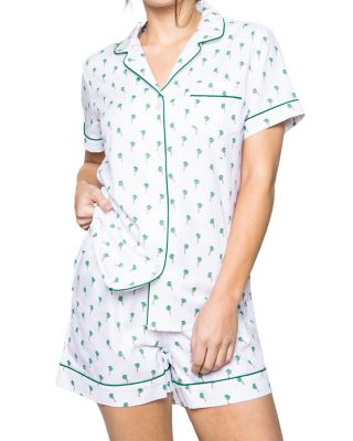 Petite Plume Palmier Cotton Pajama Shorts Set Bloomingdale's