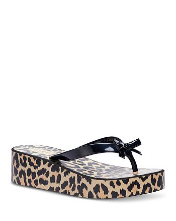 Kate Spade New York Women S Rina Bow Accent Animal Print Platform Flip Flops Bloomingdale S