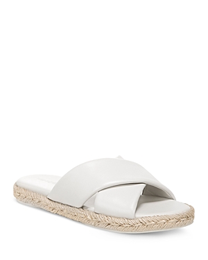 Vince Selene Leather Crosscross Espadrille Slide Sandals In Off White