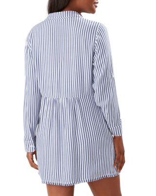 Chambray Stripe Boyfriend Shirt Swim Cover-Up