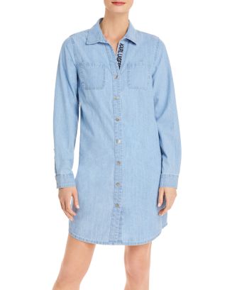 white christmas dresses Empire Sleeve Button-Down Denim Mini Dress – Deondria's Closet main image 0