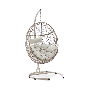 Crosley Sparrow & Wren Cleo Indoor Outdoor Wicker Hanging Egg Chair In Sand