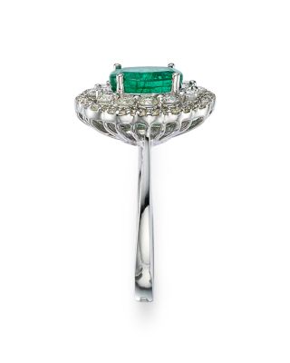 Emerald and Diamond Statement Ring in 14K White Gold 