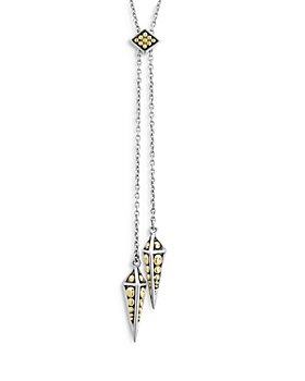 LAGOS - KSL 18K Yellow Gold and Sterling Silver Pyramid Spike Lariat Necklace, 28"