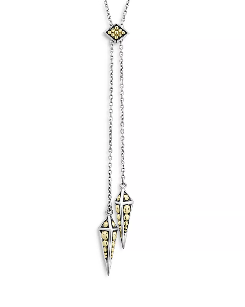 Lagos Ksl 18K Yellow Gold and Sterling Silver Pyramid Spike Lariat Necklace, 28