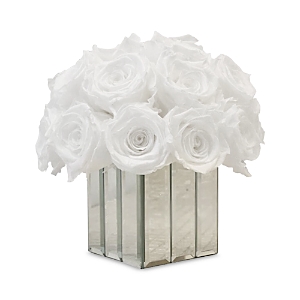 Rose Box Nyc Mini Modern Half Ball Of Roses In Pure White