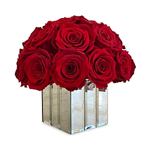 Rose Box Nyc Mini Modern Half Ball Of Roses In Red Flame