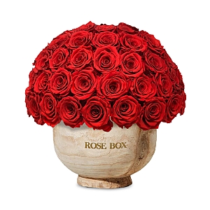 Rose Box Nyc Extra Large Wooden Half Ball Of Roses In Red Flame