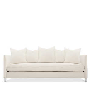 Bernhardt Taylor Upholstered Outdoor Sofa In White/polished Stainless Steel