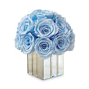 Rose Box Nyc Mini Modern Half Ball Of Roses In Light Blue