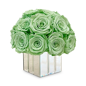 Rose Box Nyc Mini Modern Half Ball Of Roses In Light Green