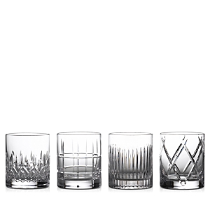 Waterford Short Stories Double Old Fashioned Glass, Set of 4, (Mixed (Aras, Cluin, Lismore & Olann)