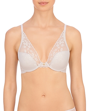 Natori Cherry Blossom Convertible Lace Plunge Bra (32dd) In Feather Grey