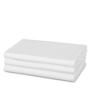 Frette Checkered Sateen Twin Fitted Sheet In White