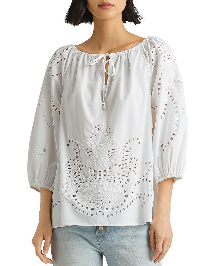 Ralph Lauren Cotton Broderie Anglaise Top | Bloomingdale's