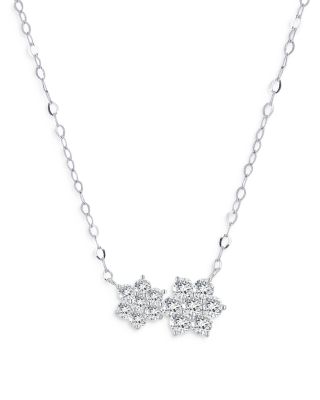 Bloomingdale's Diamond Flower Pendant Necklace In 14K White Gold, 0.40 ...