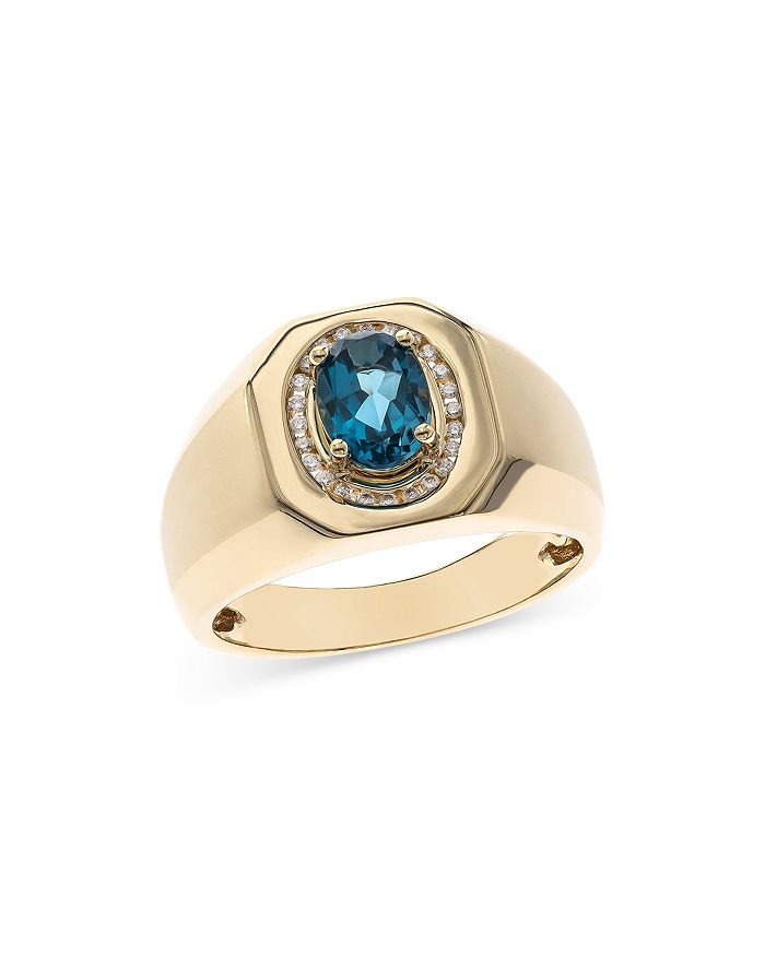 Bloomingdale's - London Blue Topaz & Diamond Men's Ring in 14K Yellow Gold - 100% Exclusive
