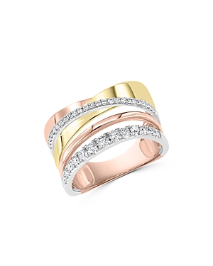 Bloomingdale's Diamond Crossover Ring in 14K Yellow, White & Rose Gold, 0.4 ct. t.w. - 100% Exclusiv