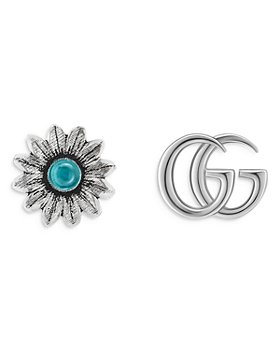 Gucci - Sterling Silver Marmont Blue Topaz & Resin Stud Earrings