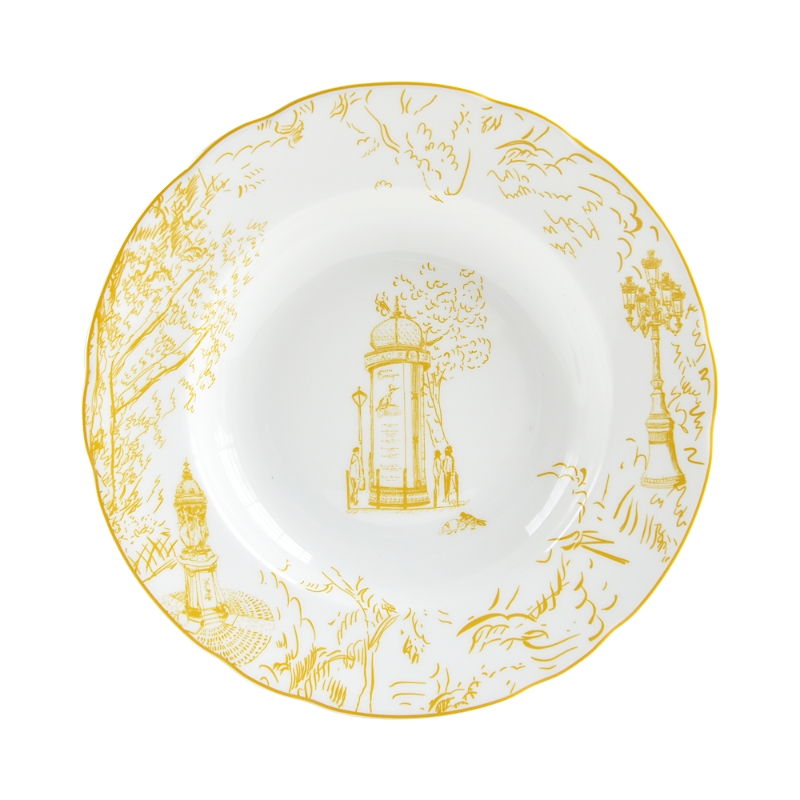 Bernardaud Tout Paris Rim Soup Plate In Yellow