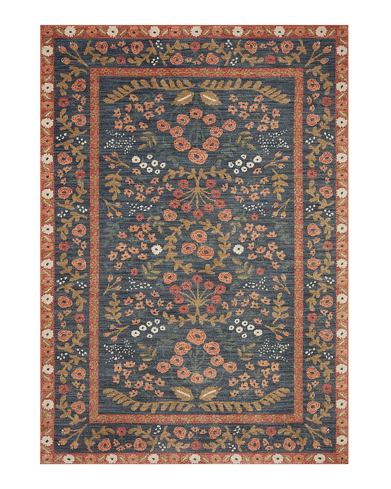 Rifle Paper Co . Fiore Fio-01 Area Rug, 2'7 X 4' In Navy/rust