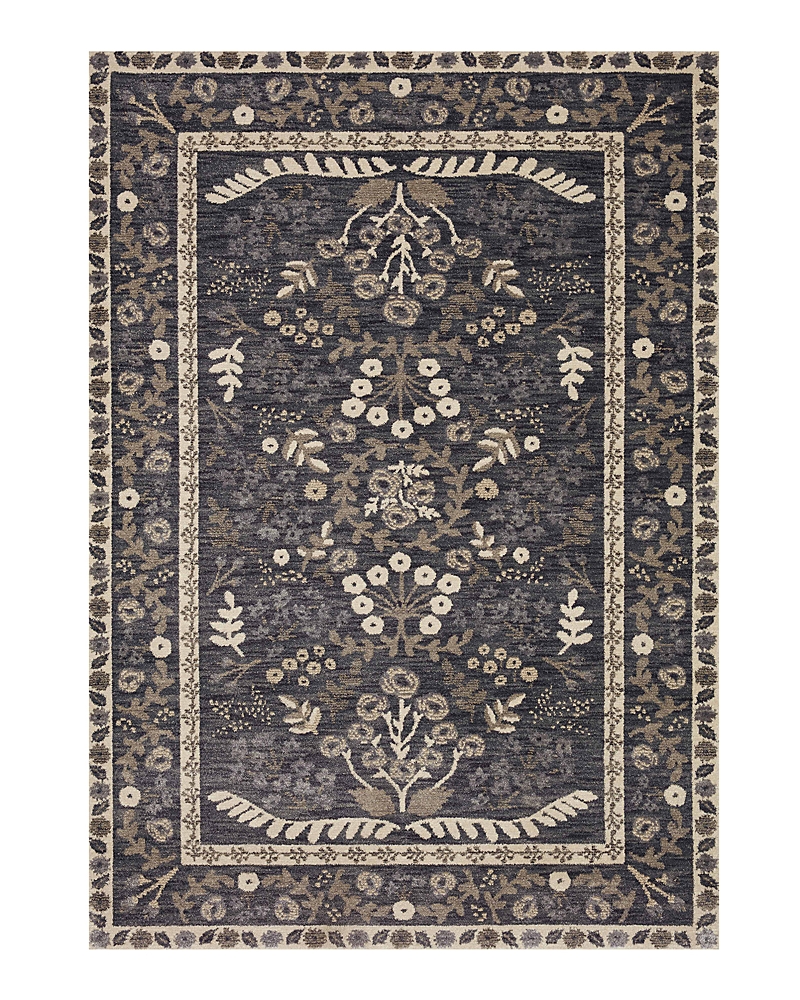 Rifle Paper Co . Fiore Fio-01 Area Rug, 2'7 X 4' In Charcoal
