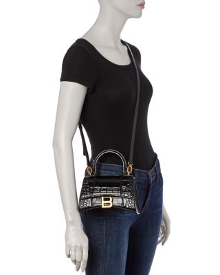 Hourglass XS Handbag Crocodile Embossed