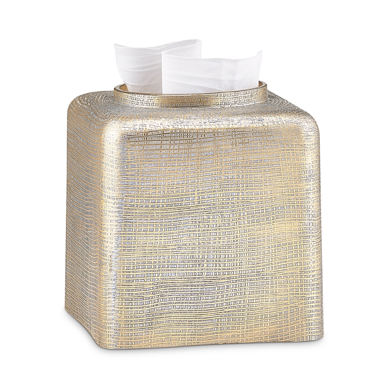 Labrazel Woven Tissue Box In Silver/gold