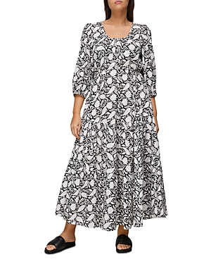 Whistles Floral Print Trapeze Dress In Black White