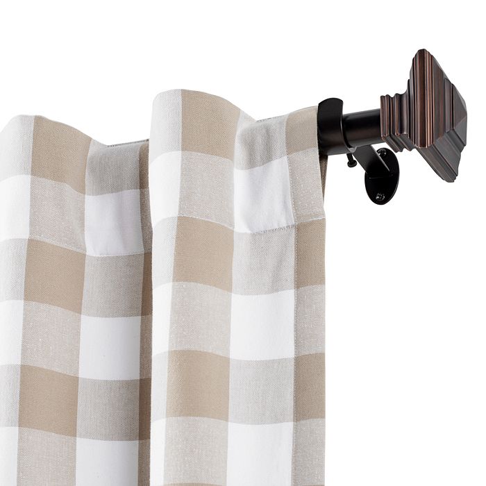 Shop Elrene Home Fashions Florence Adjustable Curtain Rod With Square Finials, 48-86 In Antique Bronze