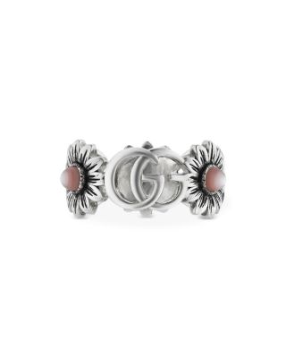 Gucci - Sterling Silver GG Marmont Mother-of-Pearl Ring