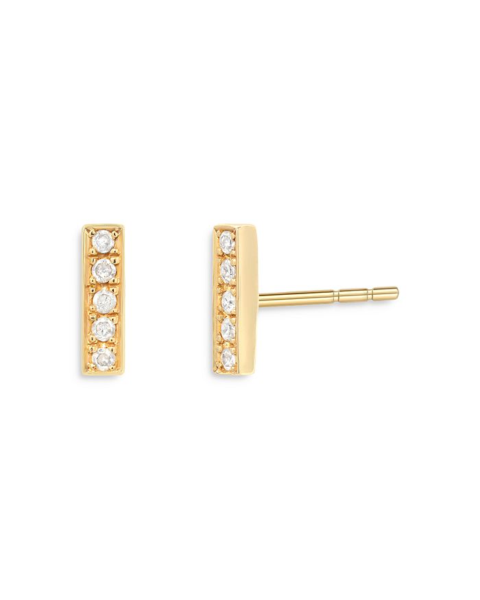 Zoe Lev 14K Yellow Gold Diamond Bar Stud Earrings Bloomingdale's